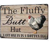 Metal Plate Signage Chicken Coop Sign The Fluffy Butt Hut Last One in is A Rotten Egg Metal Poster Plaques for Home Living Room Kitchen Cafe Bar Wall Decor Tin Sign Metal Signs Vintage 8x12 Inch