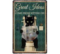 Metal Plate Tin Sign Restroom Great Ideas Come From Black Cat Retro Green Posters Tin Sign Metal Art Holiday Decoration Outdoor Indoor Sign Wall Decoration Room Decor Metal Tin Sign 20x30cm