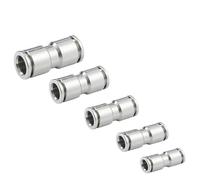 Metal Pneumatic Connection Air Tube Nickel Brass Fitting Pipe Fittings Hose Connector PU 4mm 6mm 8mm 10mm 12mm Lot 5Pcs(PU6-6)