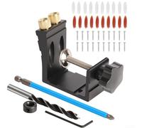 Metal Pocket Hole Drill Guide with Punch Locator and Adjustable Features for Creating Precise Oblique Screw Joints at 15 Degrees (Black)