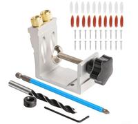 Metal Pocket Hole Jig Adjustable Punch Locator Drill Guide for Precise Angled Hole Drilling and Screw Positioning (Sliver)