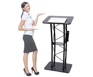 Metal Podium Pulpits for Events, Lectern Stand for Churches, Classroom & Conference Use, Black Podium for Reception & Wedding