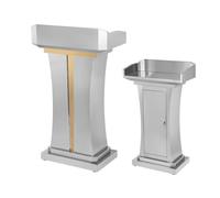 Metal Podium Stand with Storage 68x36x113 cm - Ideal for Seminars Lectures Weddings Classrooms - Durable Presentation Lectern for Professional Use
