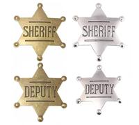 Metal Police Cosplay Badge Pin Brooch, Cowboy Sheriff Deputy Cop Badges for Role Play Props Party Decor Gift for Cosplayers, 1 count, Metal, no gemstone