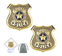 Metal Police Cosplay Badge Pin Brooch, Cowboy Sheriff Deputy Cop Badges for Role Play Props Party Decor Gift for Cosplayers, 1 count, Metal, no gemstone