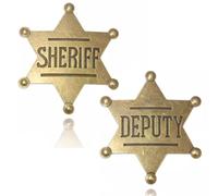 Metal Police Cosplay Badge Pin Brooch, Cowboy Sheriff Deputy Cop Badges for Role Play Props Party Decor Gift for Cosplayers, 1 count, Metal, no gemstone