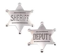 Metal Police Cosplay Badge Pin Brooch, Cowboy Sheriff Deputy Cop Badges for Role Play Props Party Decor Gift for Cosplayers, 1 Count (Pack of 2), Metal, no gemstone