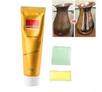 Metal Polishing Cream Set with Cloth & Sponge for Rust Removal, Oxidation Cleaning and Shine Restoration on Stainless Steel, Brass, Aluminum, for Chr(15G)