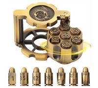 Metal Polyhedral Bullet Dice Set 7 Dice Spinning Revolver Cylinder Holder
