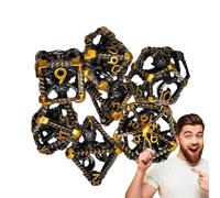 Metal Polyhedral Dice - RPG Set Hollow Dragon Engraved Steampunk D4 D6 D8 D10 D12 D20 Unique Design Board Game Accessories | Premium Role Play Equipment for School Night with the Family
