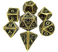 Metal Polyhedral Dice Set, 7-Piece Heavy-Duty RPG Dice for Dungeons & Dragons, Pathfinder, Tabletop Games, Premium Zinc Alloy DnD Dice for Roleplaying, Durable & Stylish (Black)