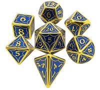 Metal Polyhedral Dice Set, 7-Piece Heavy-Duty RPG Dice for Dungeons & Dragons, Pathfinder, Tabletop Games, Premium Zinc Alloy DnD Dice for Roleplaying, Durable & Stylish (Blue)
