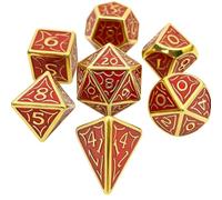 Metal Polyhedral Dice Set - 7-Piece Heavy-Duty RPG Dice for Dungeons & Dragons, Pathfinder & Tabletop Games, Premium Zinc Alloy Roleplaying Dice for DnD, Durable and Stylish (Red)
