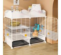 Metal Portable Small Animal Cage For Ferrets, Chinchillas, Hedgehogs - Deep Pull-out Trays, Urine Guard, Easy Clean, White (size C) White