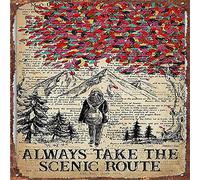Metal Poster Plaque Always Take The Scenic Route Metal Sign Retro Vintage Decorative Cafe Bar Wall Decoration Plaque Tin Sign Art Iron Painting ES 12x12 Inch
