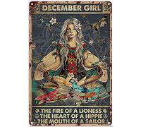 Metal Poster Plaque Yoga Yoga December Girl The Fire Of A Lioness The Heart Of Hippie Metal Sign Retro Wall Decor for Home Cafes Office Store Pubs Club Sign Gift 5.5x8 Inch Inch Plaque Tin Sign