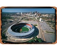 Metal Poster Retro Tin Sign Atlanta Fulton County Stadium Atlanta Georgia Skyline Aerial Photo Art Print Wall Art 8x12 INCH