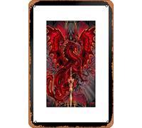 Metal Poster Retro Tin Sign Dragonblade Bloodblade Red Dragon Sword by Ruth Thompson Fantasy Poster Magical Warrior Symbol Art Wall Decor 8x12 INCH