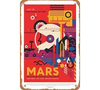 Metal Poster Retro Tin Sign Mars Visit Historic Sites NASA Space Travel Solar System Science Kids Map Galaxy Classroom Chart Earth Pictures Outer Planets Hubble Astronomy Milky Way Moon Stretched