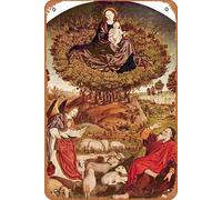 Metal Poster Retro Tin Sign Nicolas Froment The Burning Bush Realism Romantic Artwork Michelangelo Prints Biblical Drawings Portrait Painting Wall Art Renaissance Posters Canvas Art Laminated Dry