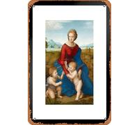 Metal Poster Retro Tin Sign Raphael Madonna of the Meadow Baby Realism Romantic Artwork Raffaello Prints Biblical Drawings Portrait Painting Wall Art Renaissance Posters Canvas Art Art Wall Decor 8x12