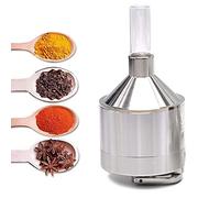 Metal Powder Grinder Hand Mill Funnel with Snuff Glass Bottle for Spices Tea Flower Herb Powder (Silver)