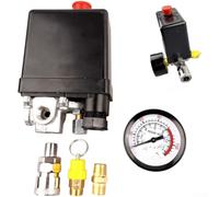 Metal Pressure Switch 90-125 PSI with Safety Valve | Auto start 90 PSI, stop 125 PSI, 15A rating, 4-port design, unattended operation