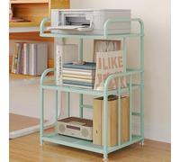 Metal Printer Stand, Mobile Office Cart with Wheels, Under-Desk Storage Trolley, PC & Fax Shelf - Versatile Green for Home & Office Use