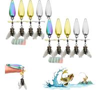 Metal Propeller Fishing Lure for Catching Fish 3D Fishing Lures, Fly Spinning Propeller Metal Sequins Soft Bait with Propellerspinner,Generates Vortex Waves and Flashes like Real Prey (Mix-10pc, L)