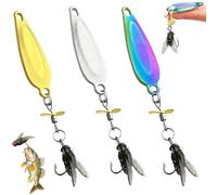 Metal Propeller Fishing Lure for Catching Fish, 3D Swimming Bait, High-Vibration Spinner Sequins Spinning Fly Bait, with Floating Rotating Tail (3 Pcs,S)