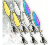 Metal Propeller Fishing Lure for Catching Fish, 3pcs Sequin Lure Fly Hook, Fly Spinning Propeller Metal Sequin Soft Bait with Floating Rotating Tail, for All Kinds of Fish (4.5g,6PCS)