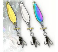 Metal Propeller Fishing Lure for Catching Fish, 3pcs Sequin Lure Fly Hook, Fly Spinning Propeller Metal Sequin Soft Bait with Floating Rotating Tail, for All Kinds of Fish (5.5g,3PCS)