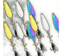 Metal Propeller Fishing Lure for Catching Fish, 3pcs Sequin Lure Fly Hook, Fly Spinning Propeller Metal Sequin Soft Bait with Floating Rotating Tail, for All Kinds of Fish (5.5g,9PCS)