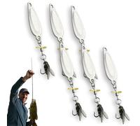 Metal Propeller Fishing Lure for Catching Fish, Realistic Fly-Shaped Soft Bait Hook with Floating Rotating Tail, Long Cast Metal Sequins Propeller Fishing Lure Built-in Fish Attracting Effect(6pcs Sil