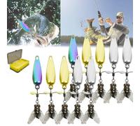 Metal Propeller Fishing Lure For Catching Fish, Spinnerbait 3D Bionic Swimming Bait, Fish Bites Saltwater Bait, Sequin Lure Fly Hook, High-Vibration Flash Attracto For All Kinds of Fish (M-4.5g,10PC)