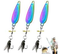 Metal Propeller Fishing Lure, Spinning Fly-Shaped Soft Bait with Realistic 3D Bionic Body, Sequin Spinner Propeller Hook, High-Vibration Fish Catching Bait (Multicolor*3, M)