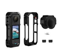 Metal Protective Case for Insta360 X4 Air, Aluminum Alloy Protective Cage Housing Frame with Lens Protective Cover and Mic Wind Muff for Insta 360 X4 Air Action Camera Accessories