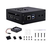 Metal Protective Cover Case Fan + Aluminum Heat Radiators For 5/5B Efficient Heat Dissipation