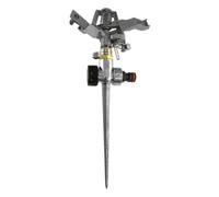 Metal Pulsating Garden Sprinkler With Ground Spike Click Lock Quick Connect Adjustable 360 Coverage Up To 27M