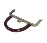 Metal Purse Clasp Frame U-Shaped Wooden Handle, Decorative Embossed Coin Bag Handle Replacement for DIY Handbag Making and Repair, Snap Clasp Suitable for Clutch and Coin Bags