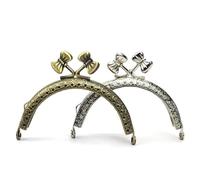 Metal Purse Frame 10pcs 8.5cm 3" Antique Bronze Silver Metal Purse Frame Kiss Clasp Handle DIY Bag Hardware Accessorie(Mix Color)