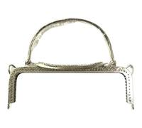 Metal Purse Frame 1Pcs 22cm Metal Purse Frame for Handbag Vintage Bag Square Kiss Clasp Handle DIY Accessories(Silver)