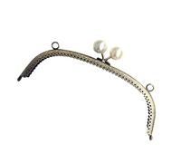 Metal Purse Frame Pearl Lock Beads Handle Frame Embossed Arc Shaped Clutch Clasp Clamp for DIY Craft Tone Purse Wallet Handbag Making 20. 5cm