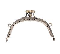 Metal Purse Frames, Purse Bag Kiss Clasp Lock, Semicircular Embossed Retro Double Ring Antique Brass Handle, Frame with Handle for Purse Handbag Making DIY Craft