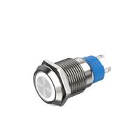 Metal Push Button Switch 12MM LED Light Momentary 12V 220V Self-locking Latching Waterproof On/Off PC Power Switch Button(Flat Head Ring LED,GREEN_MOMENTARY SELF-RESET_220VAC)