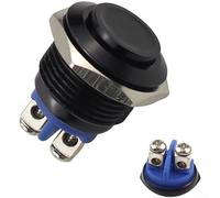 Metal Push Button Switch, 16mm Self Resetting Momentary High Head, Screw Terminal Metal Construction, Rust Resistant for Industrial Control Panels(Black)