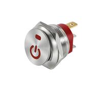 Metal push-button switch 22mm Metal Button Rocker Switch Stainless Steel 12V 20A Self-locking Two Positions Car Toggle Switches ON-OFF 220V 15A 3 Pins(Red Power,220V(15A))
