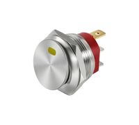 Metal push-button switch 22mm Metal Button Rocker Switch Stainless Steel 12V 20A Self-locking Two Positions Car Toggle Switches ON-OFF 220V 15A 3 Pins(Yellow LED,220V(15A))