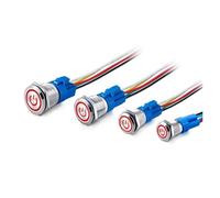 Metal push-button switch Metal Switch Button Push With Wire Waterproof on off 12mm 16mm 19mm 22mm Momentary/Latching Led Light Start Stop 5V 12V 24V 220V(RED POWER LED,19MM WITH WIRE_LOCKING_110-220V)