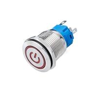 Metal push-button switch Metal Switch Button Push With Wire Waterproof on off 12mm 16mm 19mm 22mm Momentary/Latching Led Light Start Stop 5V 12V 24V 220V(BLUE RING LED,22MM WITH WIRE_MOMENTARY_12-24V)